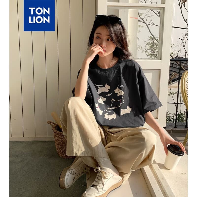 唐狮（TonLion）2026夏女短袖T恤 炭灰W款 M
