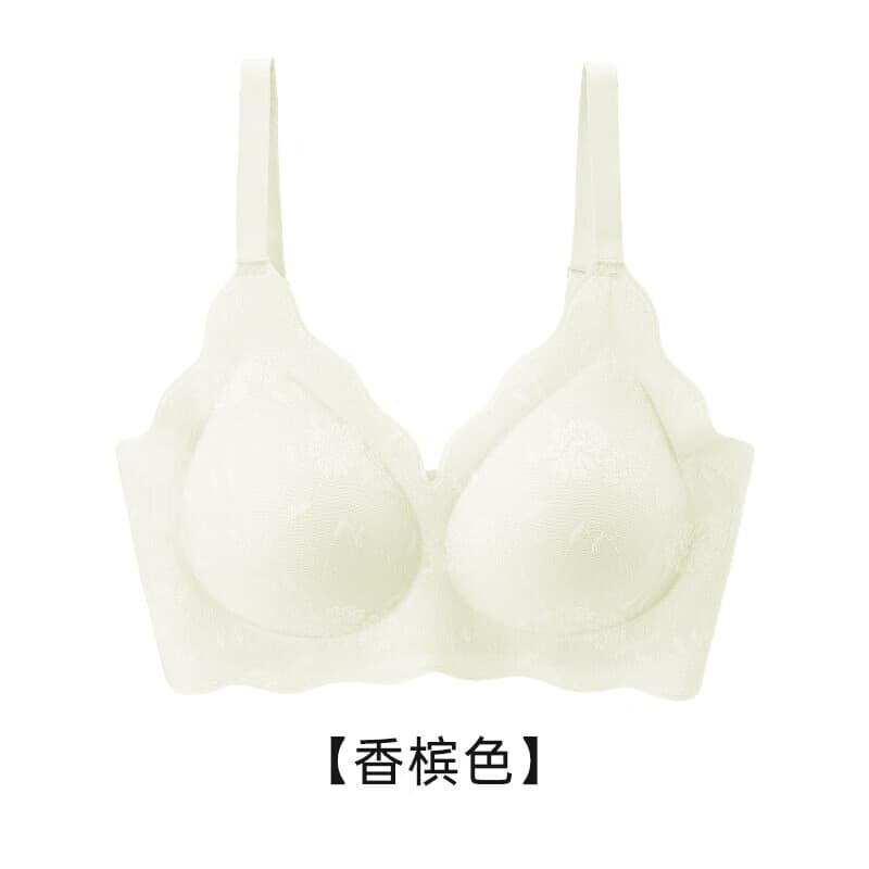 ROVO内衣女无痕舒适夏季薄款聚拢美背大胸显小无钢圈背心式文胸罩 香槟色 L