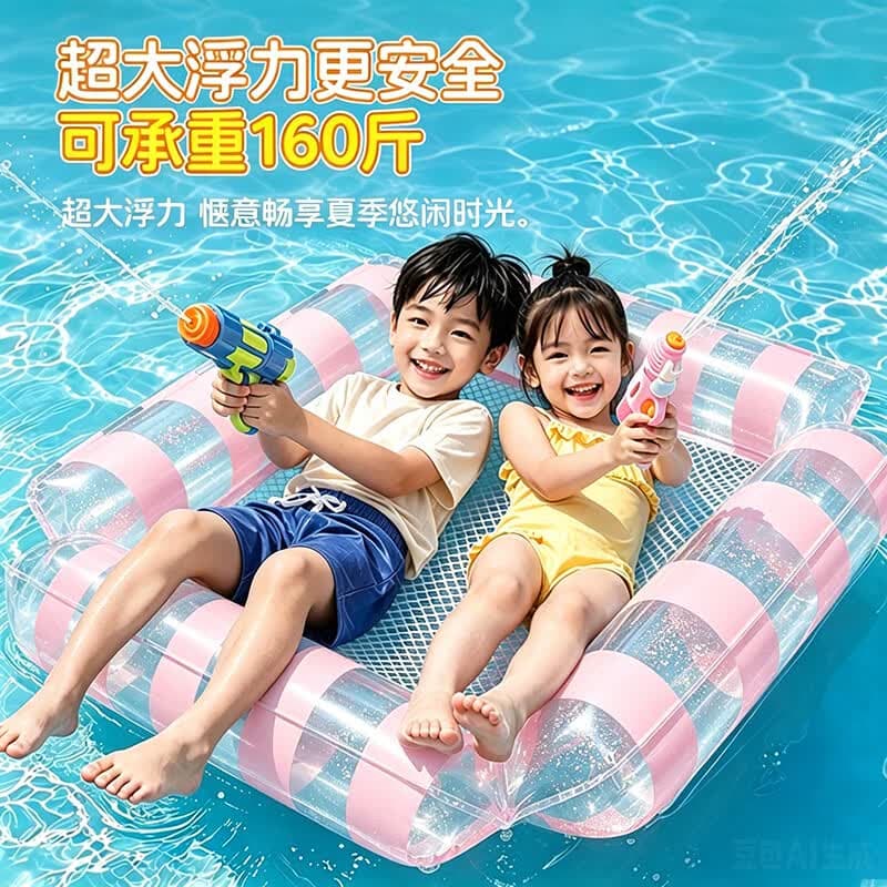泰芬乐（BIG TAYLOR）儿童游泳圈水上充气浮床浮排躺椅成人游泳防侧翻泳池戏水洗澡玩具