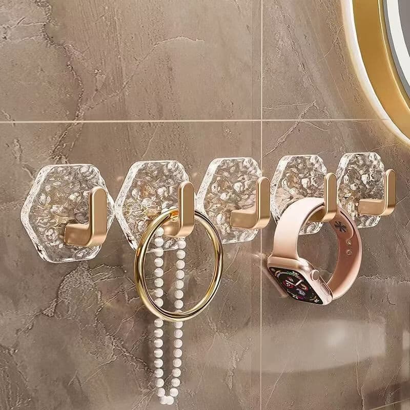 【拍一发十】轻奢水波纹挂钩免打孔挂钩超强粘力无痕粘钩洗手间 水波纹挂钩【10个装】