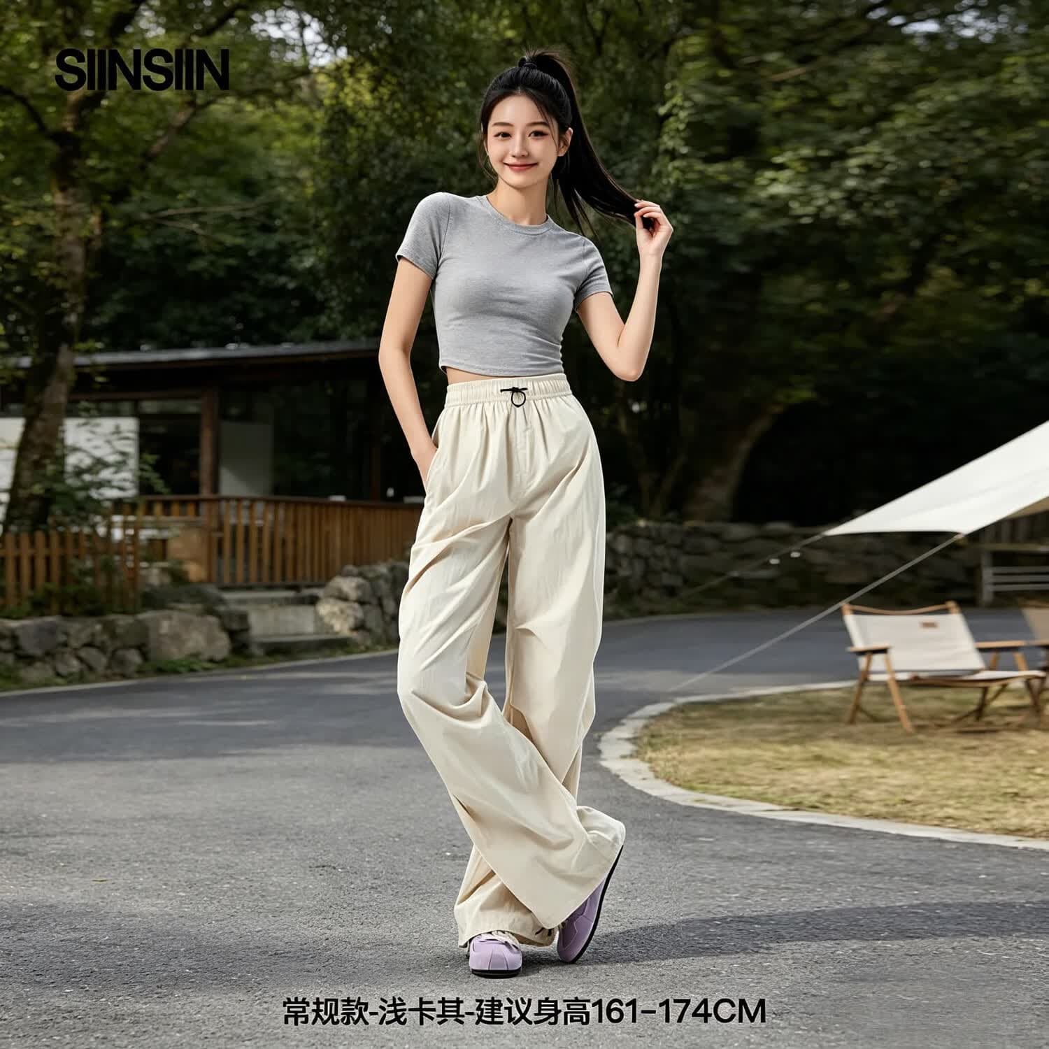 SIINSIIN限时秒杀户外工装裤女宽松防晒透气速干运动休闲裤束脚裤阔腿裤 【常规款】浅卡其 新老款混发 M （101-120斤）
