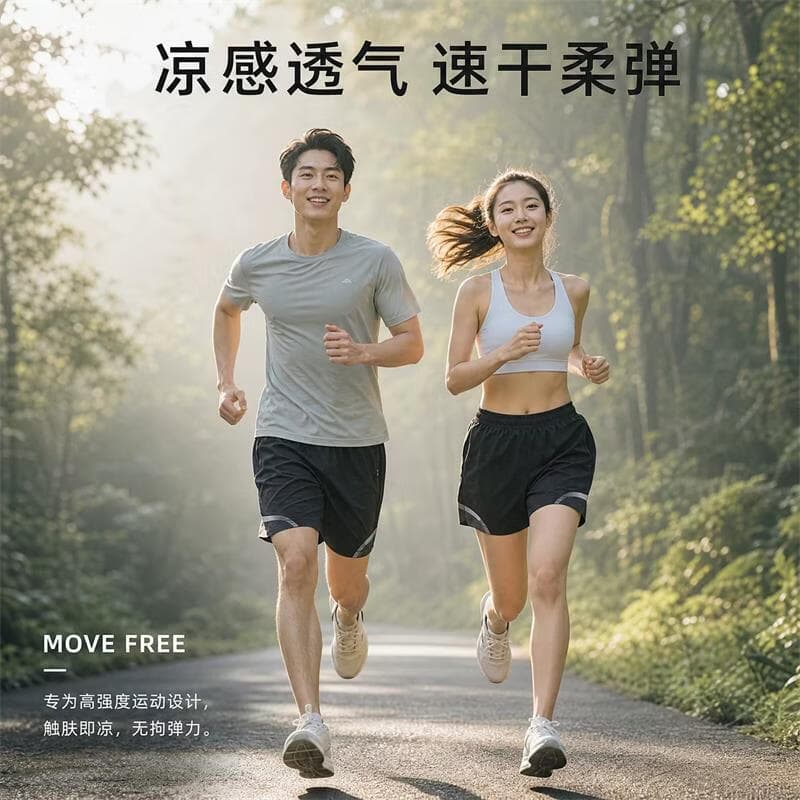 赢虎（YINGHU）速干运动短裤女跑步健身田径训练专用三分裤男冰丝五分压缩裤夏季 黑-五分裤（男女通用）815 2XL