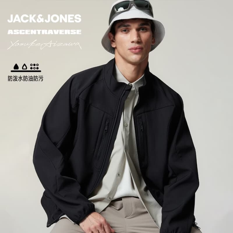 杰克·琼斯（JACK&JONES）男士保暖外套厚款夹克合集 225409016纯黑色 L （180）