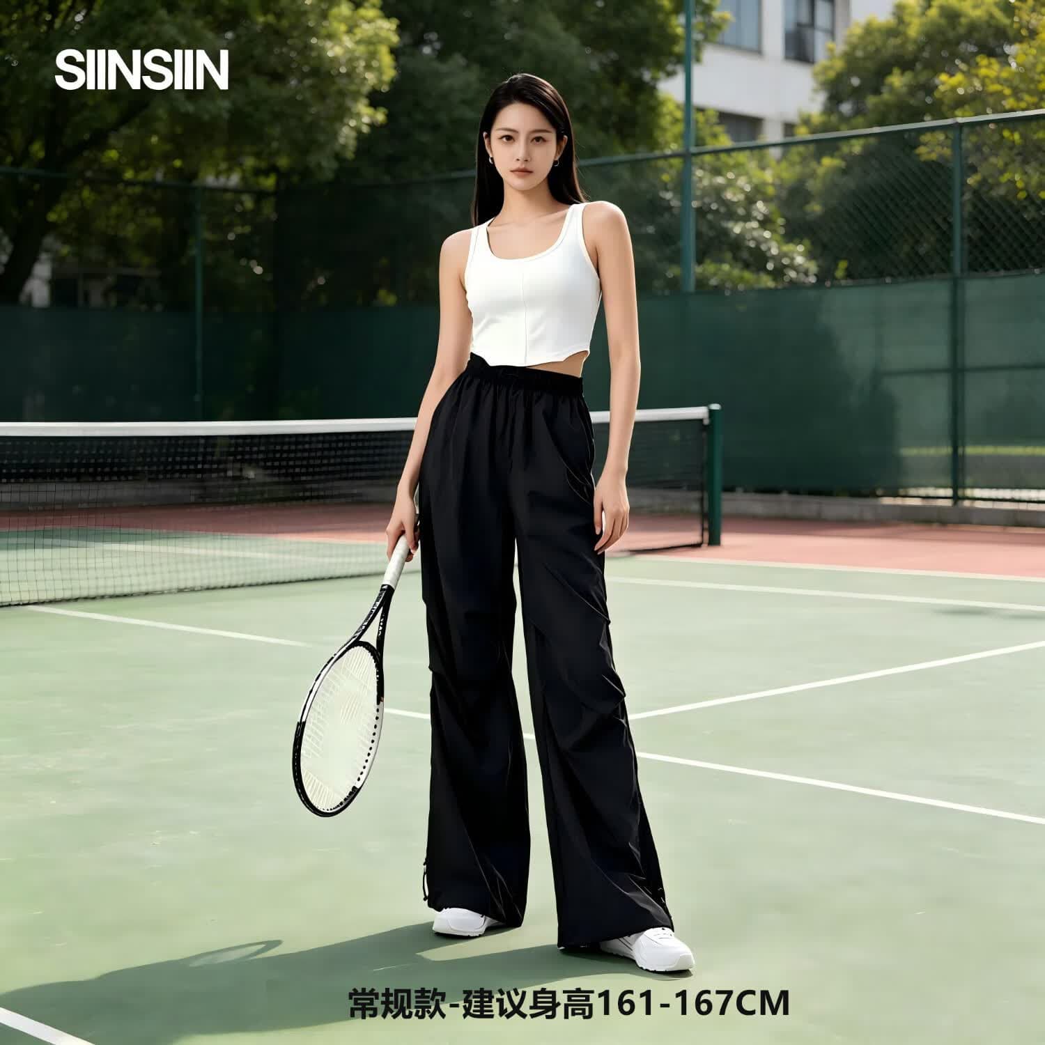 SIINSIIN限时秒杀户外工装裤女宽松防晒透气速干运动休闲裤束脚裤阔腿裤 【常规款】显瘦黑 M （101-120斤）