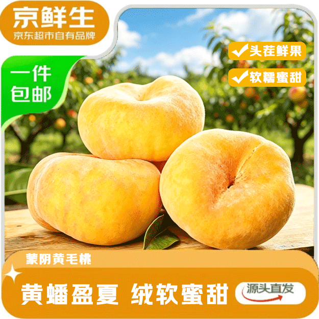 京鲜生山东蒙阴黄金毛蟠桃 净重4.5斤大果 单果140g+生鲜水果源头直发
