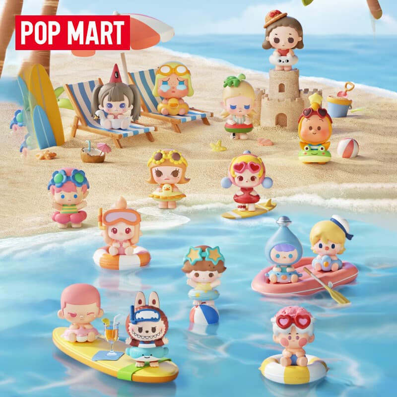 POP MART泡泡玛特 泡泡萌粒 海岛度假系列公仔盲盒潮玩礼物 整盒15个 