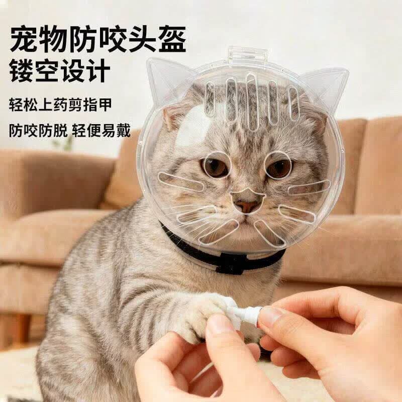 猫头套防咬猫咪太空头罩洗澡剪指甲打架防抓舔宠物器伊丽莎白圈 S码（ 适合5-9斤小猫）