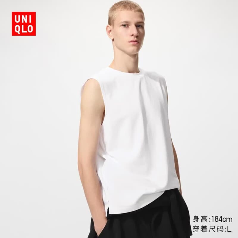 优衣库AIRism棉混纺无袖T恤男装女装背心482760 475363 482760/00白色 L