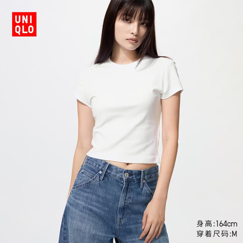 优衣库圆领短T恤/短袖女装26春夏新款483455 00 白色 M