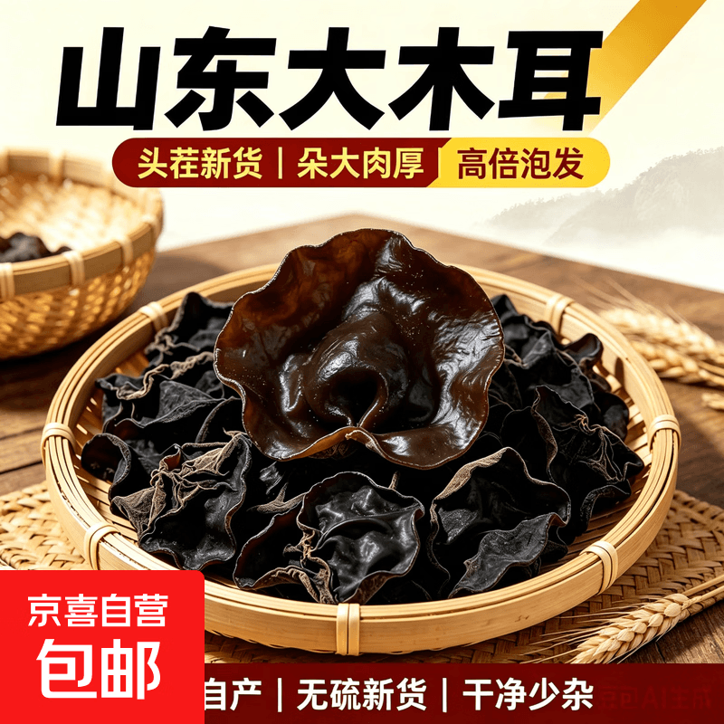 白背大木耳 泡发率高 山东特产大朵白背火锅食材炒菜菌菇 山东白背木耳100g