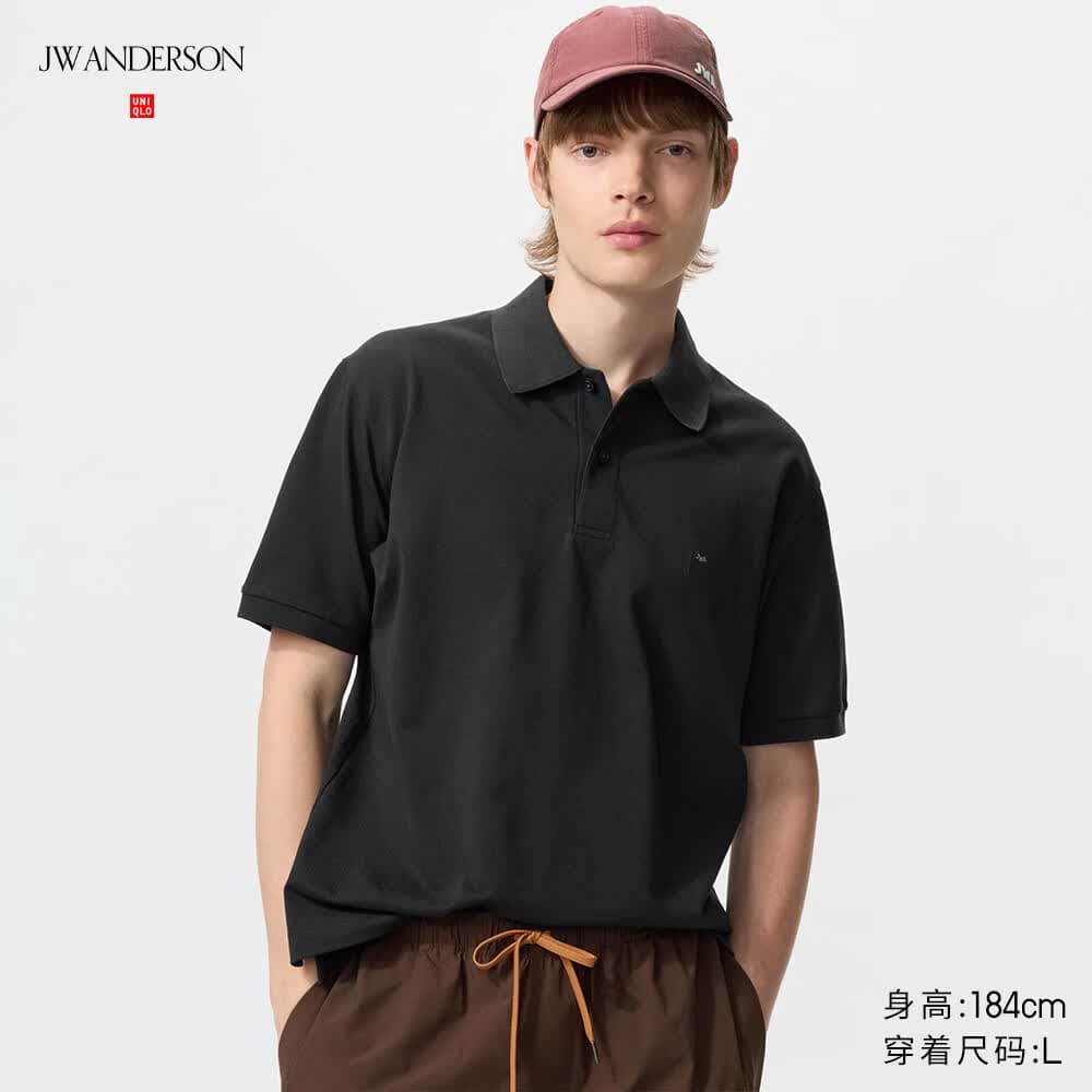 优衣库快干POLO衫/短袖男装女装合作款/T恤482304 09 黑色 L
