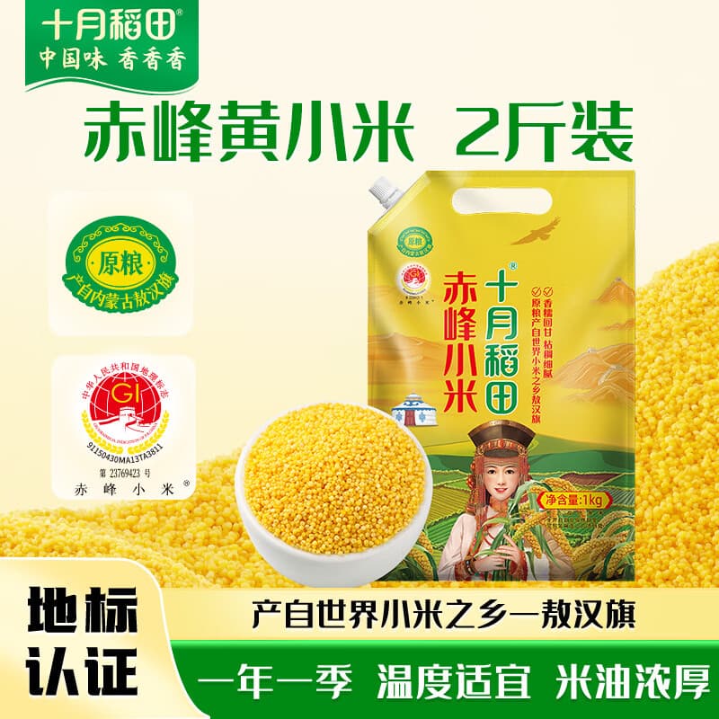 十月稻田 赤峰小米 1kg 内蒙古敖汉旗 黄小米杂粮 小米黄小米