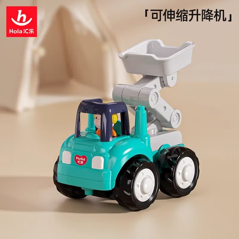 汇乐玩具工程车挖掘机搅拌车男孩套装宝宝挖土机压路车326 汇乐快乐工程队-可伸缩升降车 326H