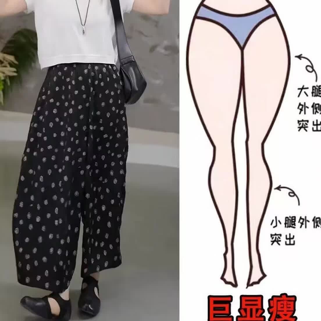 夏季新款玫瑰工艺宽松八分阔腿休闲裤女时尚百搭显瘦 玫瑰花八分阔腿裤【松紧腰有口袋】 L 115-130斤