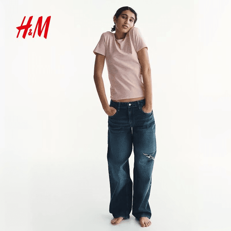 H&M2026夏季新款女装修身T恤1260200 浅粉色020 M 165/96