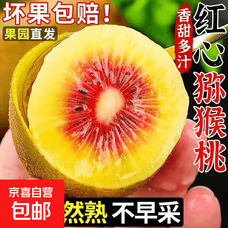 四川红心猕猴桃新鲜奇异果大果整箱水果狝猴桃时令孕妇弥猴桃农家 10枚装  单果70g+