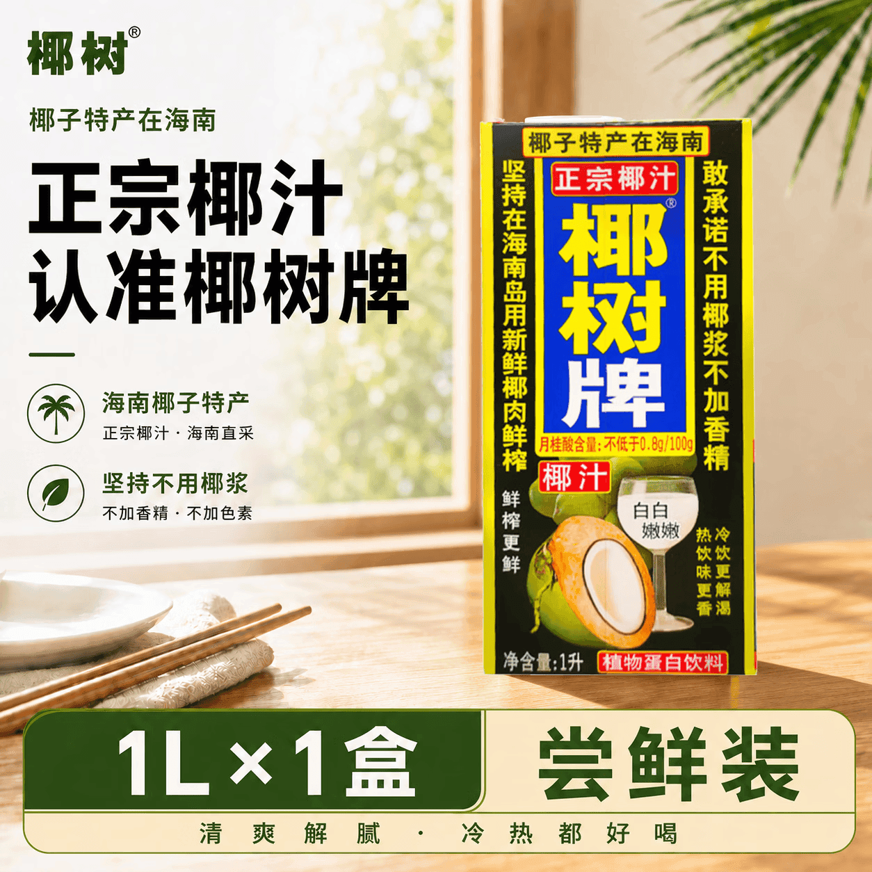 椰树牌椰汁 1L*1盒 植物蛋白饮料 正宗海南特产  中秋送礼