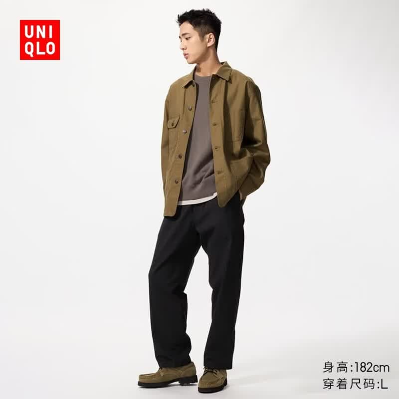 优衣库弹力棉质舒适九分裤男装女装/休闲裤486467 481568 481568/09黑色 M