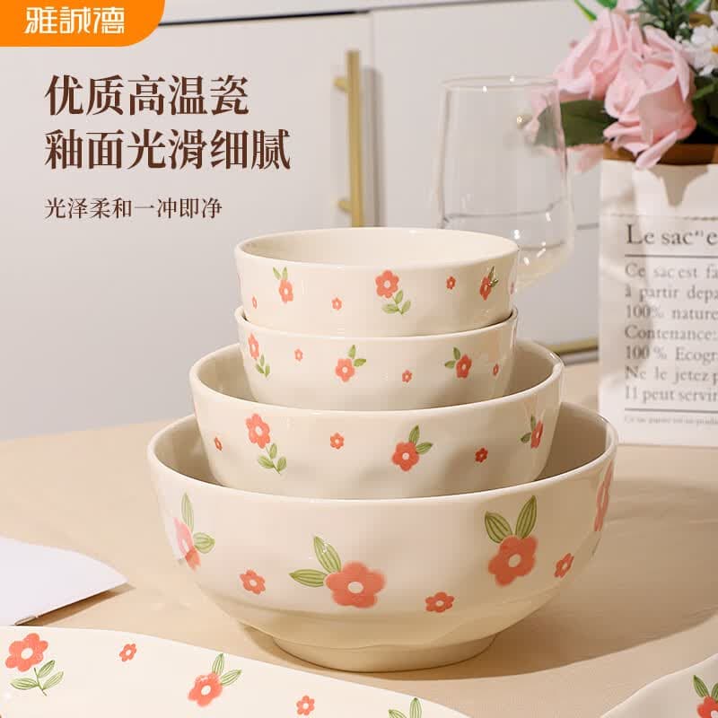 ARST雅誠德碗盘套装组合米饭碗餐碗菜碗可爱餐盘家用创意陶瓷碗具套装 4.5英寸碗10只装