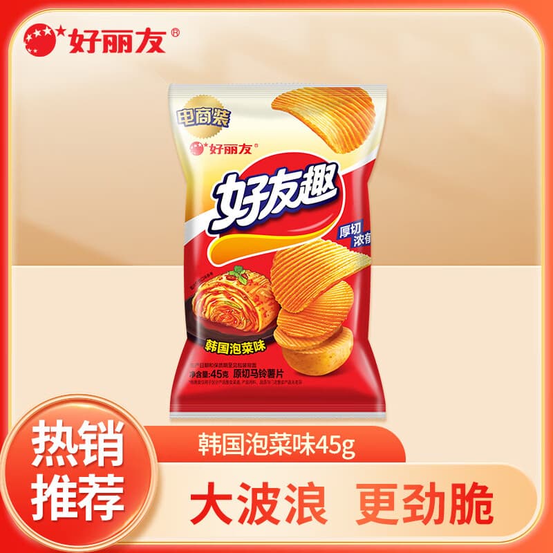 好丽友（ORION）番茄泡菜好友趣呀土豆休闲零食品办公室出游牛排蜂蜜膨化薯片 【好友趣】韩国泡菜味45g