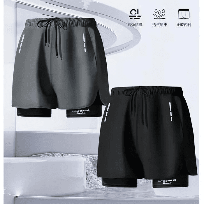 男士防尴尬速干泳裤套装 黑色 2XL (130-160斤)