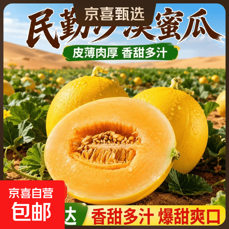 甘肃民勤沙漠金红宝现摘蜜瓜甜瓜新鲜当季水果整箱包邮 蜜瓜带箱8-9斤(净重7.5斤+)