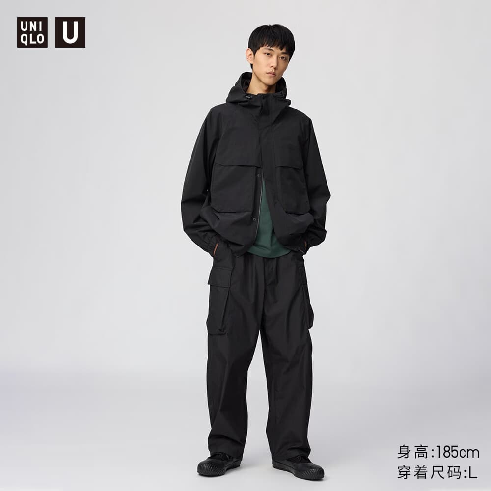 优衣库宽腿工装裤男装女装合作款休闲裤户外机能26春夏新款482883 09 黑色 M