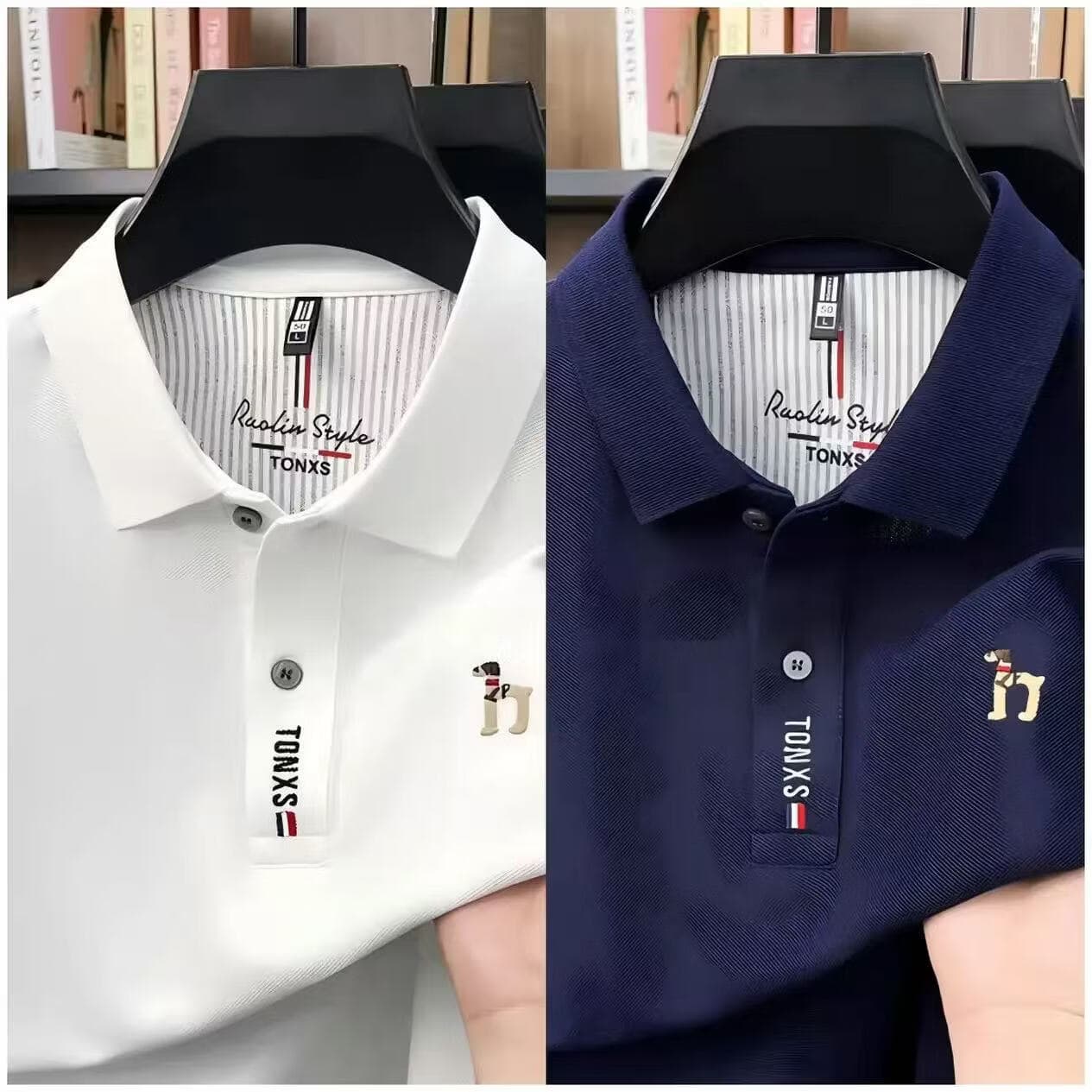 【爆款轻奢】2026时尚翻领男士POLO衫绣标短袖T恤衫商务休闲男装 【买一送一】白色+藏青 2XL 【建议150-170斤】