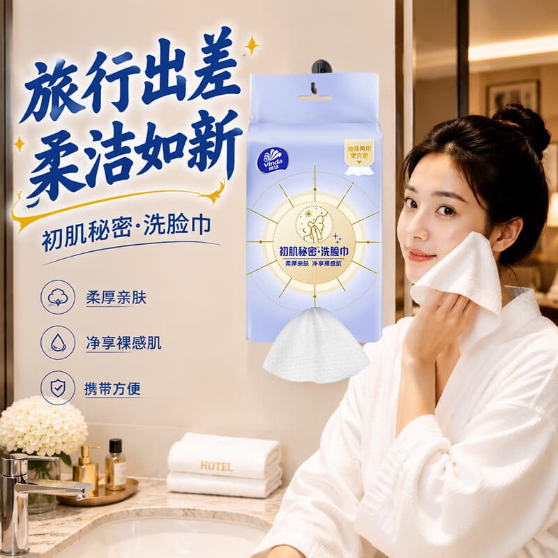 维达悬挂式洗脸巾家用洗面巾加厚洁面巾婴儿宝宝擦脸纸巾挂抽加大实惠 3包共180抽