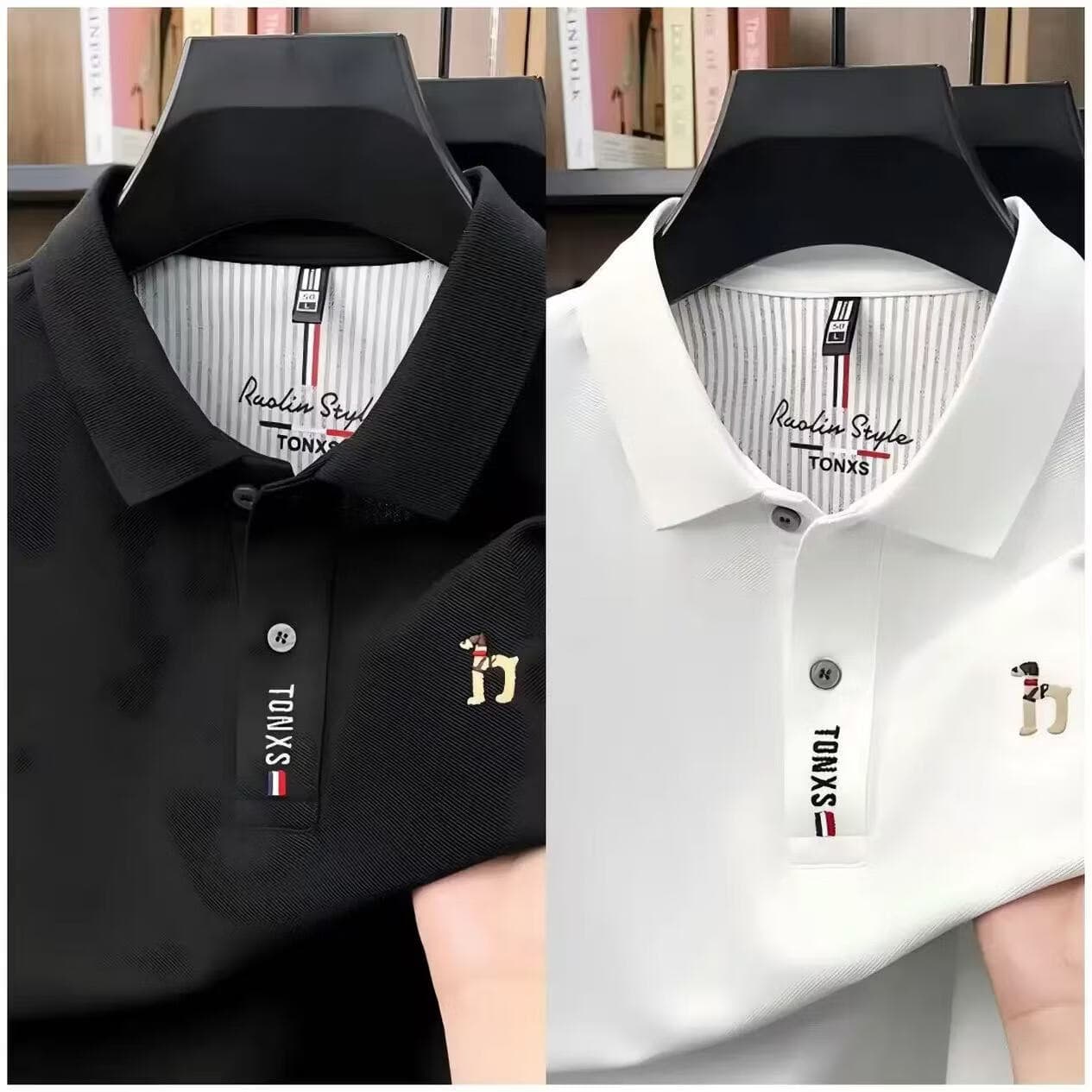 【爆款轻奢】2026时尚翻领男士POLO衫绣标短袖T恤衫商务休闲男装 【买一送一】黑色+白色 4XL 【建议190-210斤】