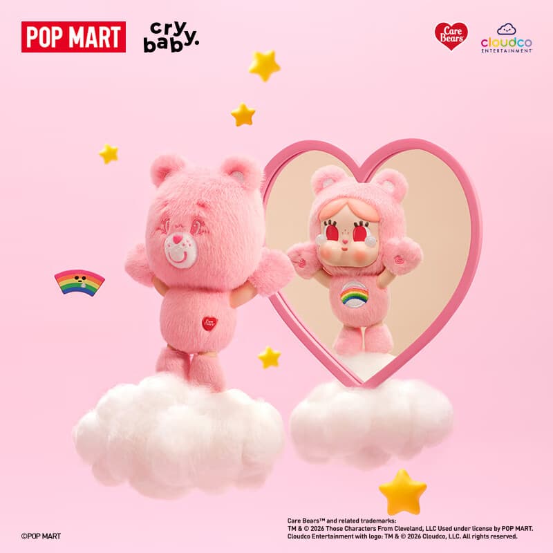 POP MART泡泡玛特 CRYBABY × Care Bears系列-搪胶毛绒挂件盲盒七夕礼物 随机1个
