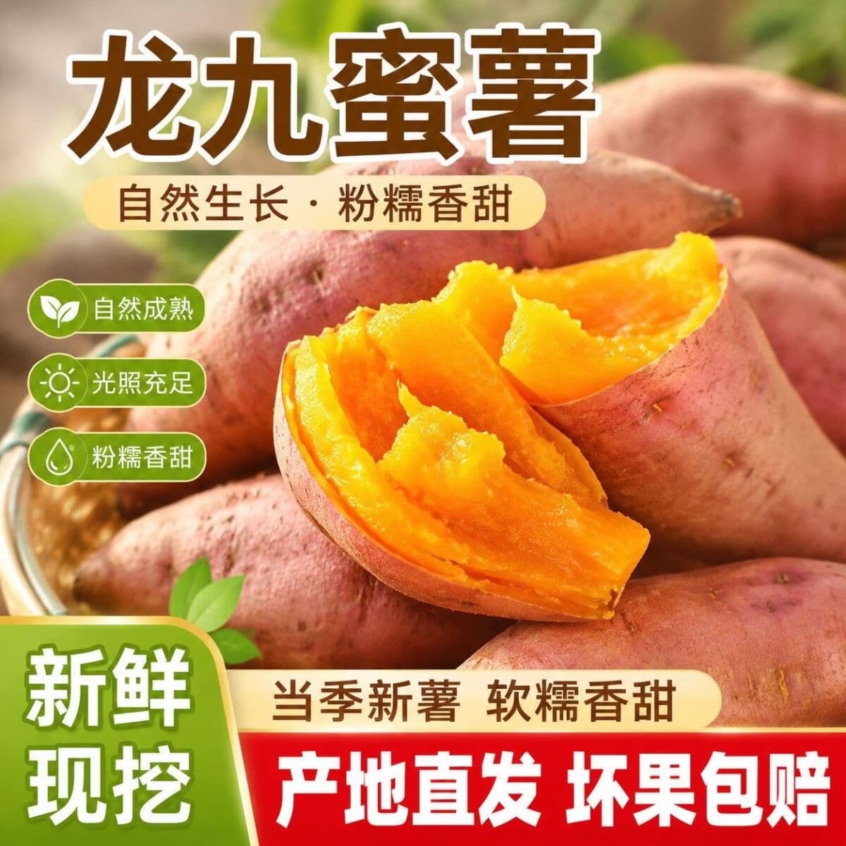 现挖西瓜红蜜薯 沙地蜜薯软糯香甜无丝无筋 新鲜黄心地瓜 沙地蜜薯中大果（3两-1斤）含箱5斤