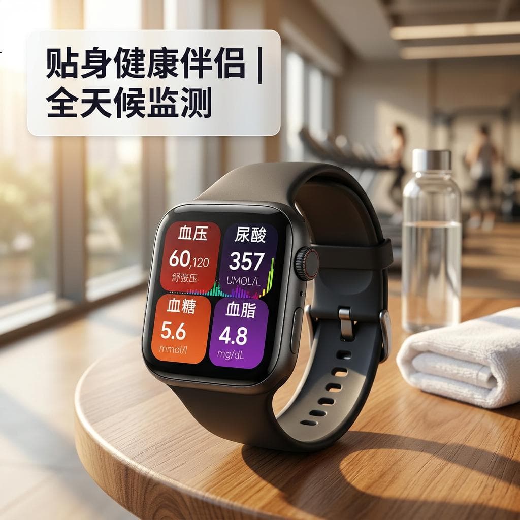 【智能管家】2026新款测血糖血压心率尿酸睡眠运动健身智能手表EE 至尊黑色顶配版【2026新款芯片】