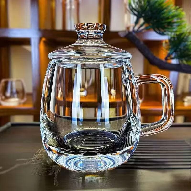 天然水晶杯高档原矿水晶石头杯水晶杯玉石茶杯高档水杯轻奢礼品ss 高亮高颜值茶杯【带过滤】490ml透明【耐热150度】