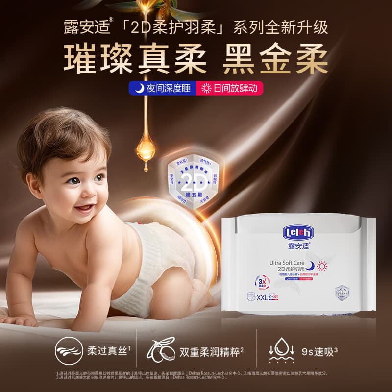 露安适（Lelch）【品牌直供 安心品质】黑金柔护羽柔裤日夜柔软适动拉拉裤透气1 【试用装】拉拉裤XXL码-5片（日用3片+夜用2片）