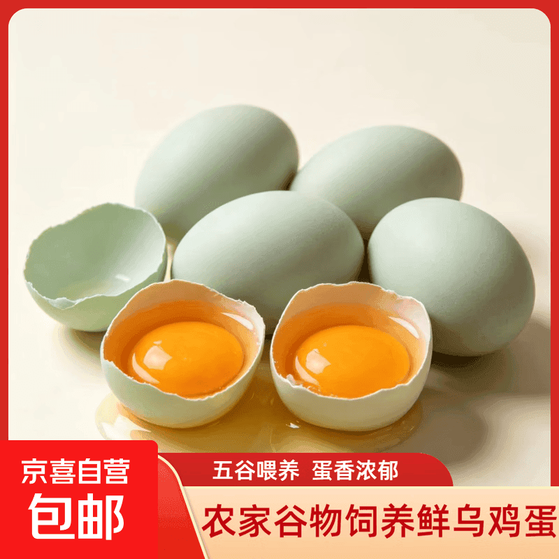果园散养绿壳乌鸡蛋正宗新鲜乌鸡蛋土鸡蛋现捡现发单枚35-40g 10枚装-农场直发