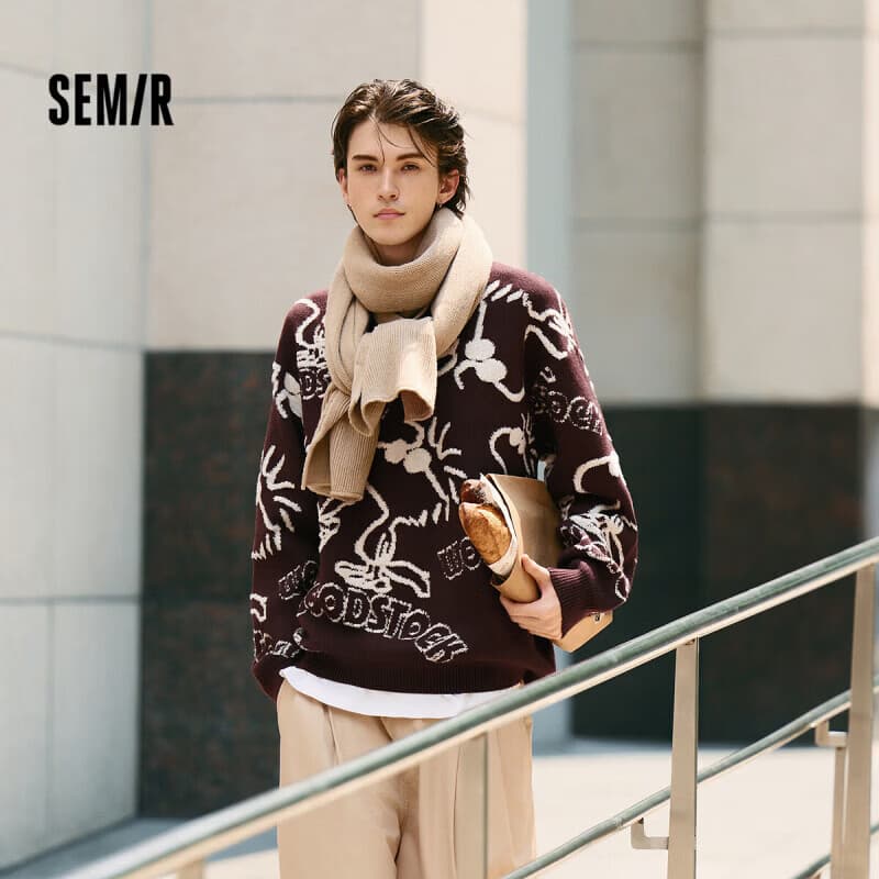 森马（Semir）【卫衣毛衫福袋】卫衣男女宽松情侣款休闲外套 男装P款-紫白色调00371 M