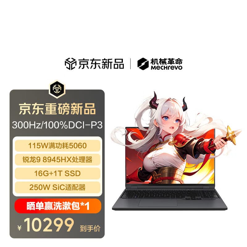 机械革命蛟龙16Pro 2026 16英寸电竞游戏本笔记本电脑(R9-8945HX 16G 1T RTX5060 2.5K 300Hz )灰