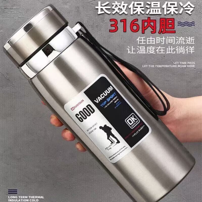 Jidaocook真空保温杯户外车载便携保温杯学生水杯大容量泡茶杯子 真空杯-银色- 800ml 【豪华内胆加厚】茶水分离焖茶