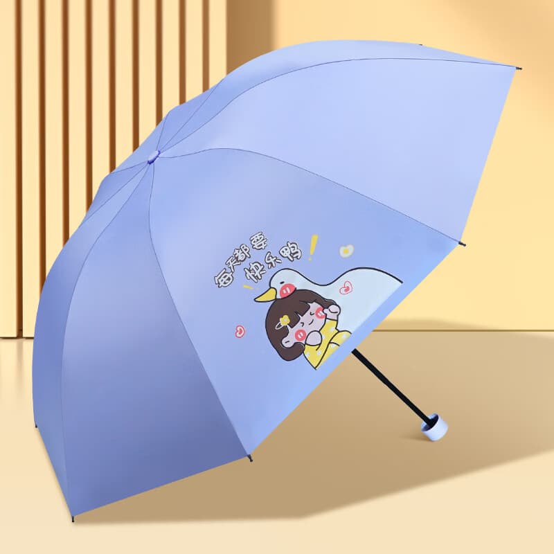 红叶10骨雨伞男女士伞加大加固坚固抗风双人伞黑胶遮阳伞晴雨两用 快乐鸭8骨紫色