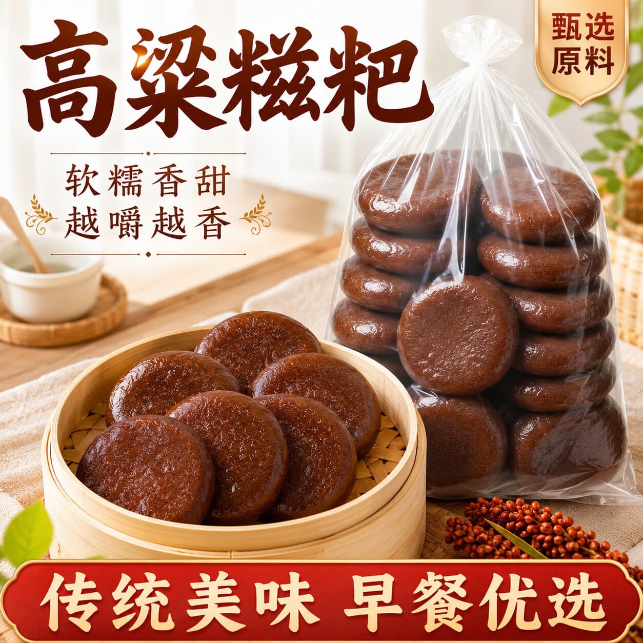 【到手足足48个】jds正宗手工高粱糍粑营养粗粮休闲素食礼包1YX 传统美味【高粱糍耙】48个