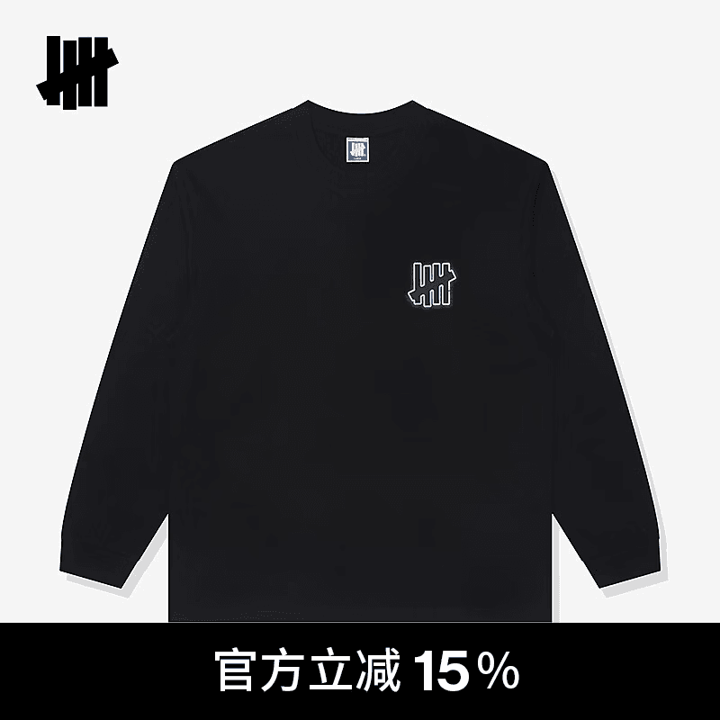 UNDEFEATED五条杠官方2026秋季新品时尚潮流美式撞色logo圆筒长TEE 黑色 L