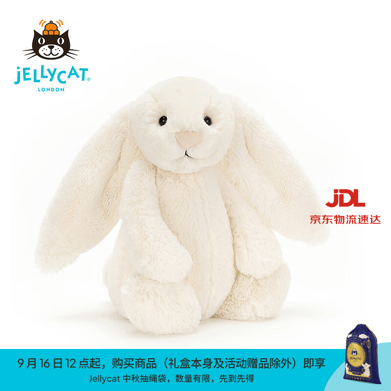 Jellycat害羞乳白色邦尼兔动物毛绒玩偶安抚玩偶娃娃送礼生日礼物 害羞乳白色邦尼兔 Small