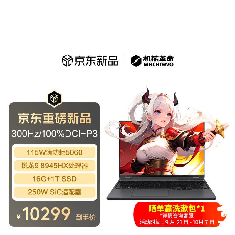 机械革命蛟龙16Pro 2026 国家补贴 16英寸电竞游戏本笔记本电脑(R9-8945HX 16G 1T RTX5060 2.5K 300Hz )灰