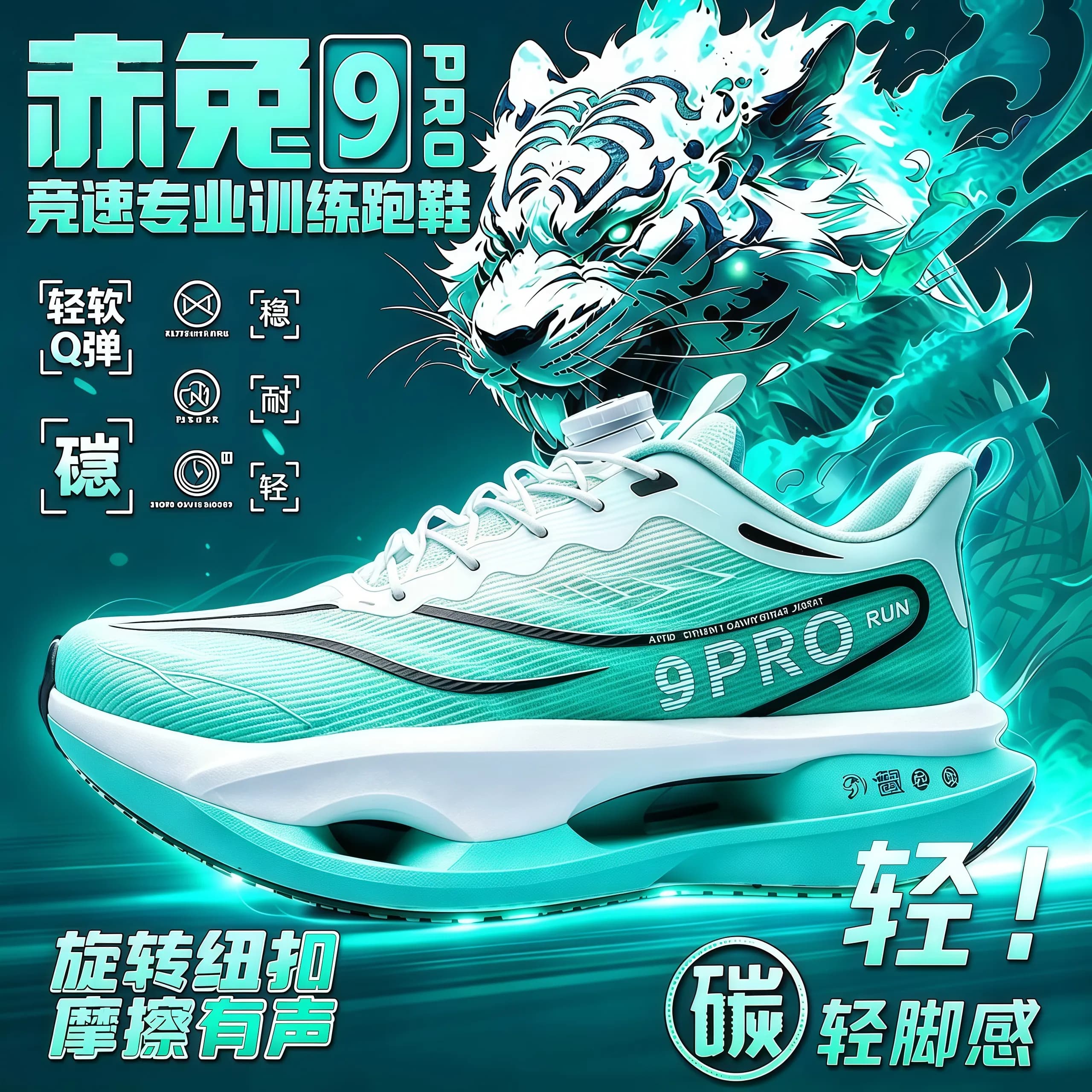 赤兔pro9专业跑步鞋减震碳板跑鞋男孩运动鞋青少年鞋子中考竞速8 - 商品图1