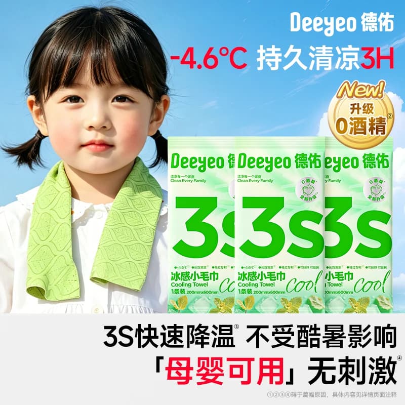 德佑凉感小毛巾户外降温冰感清凉湿巾凉感毛巾止汗运动冰凉毛巾 - 商品图1