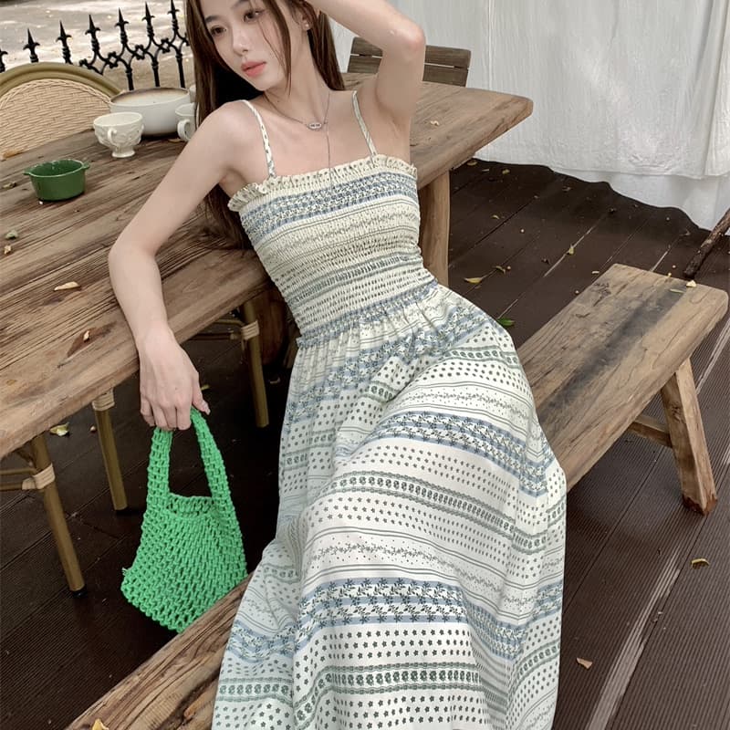 HF2026夏季法式绝美连衣裙女气质收腰长裙茶歇裙 - 商品图1