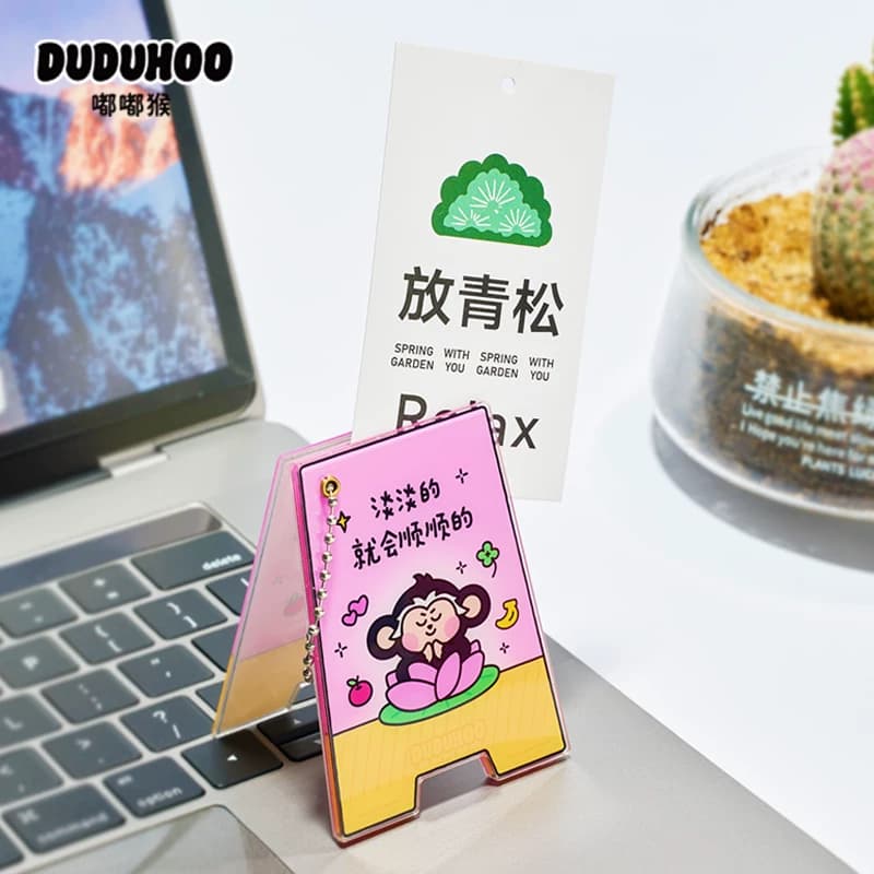 嘟嘟猴桌面立牌夹留言相片便签卡片立式支架底座镜子卡通挂件摆件