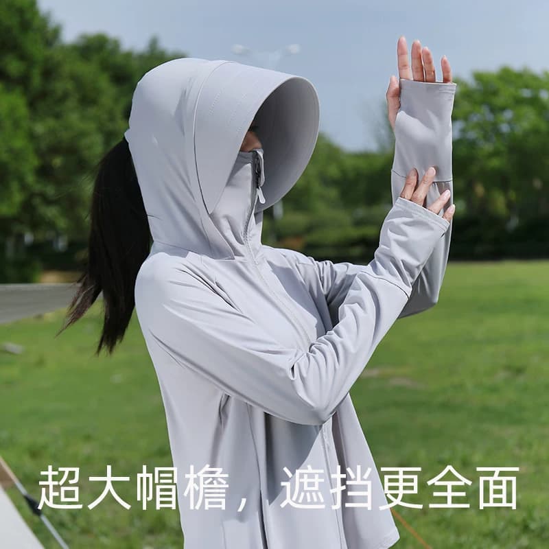 防晒衣女款大帽檐2026新款防紫外线夏季宽松冰丝冰感轻薄防晒服 - 商品图1