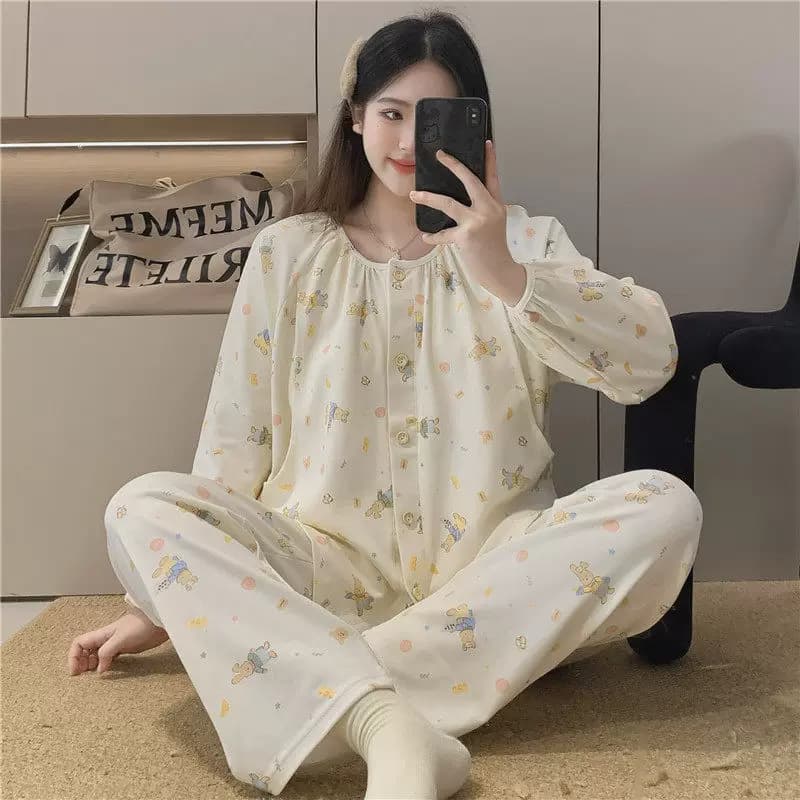 月子服春秋棉质产后薄款产妇哺乳孕妇睡衣夏季怀孕期9月份10秋冬 - 商品图1